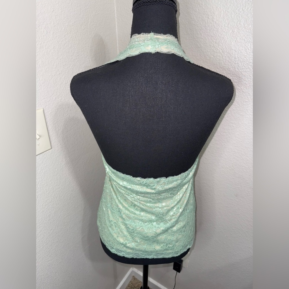 NY&Co Lace Halter Top Mint Y2K Coquette Balletcore Fairy Grunge- Medium - Picture 9 of 11
